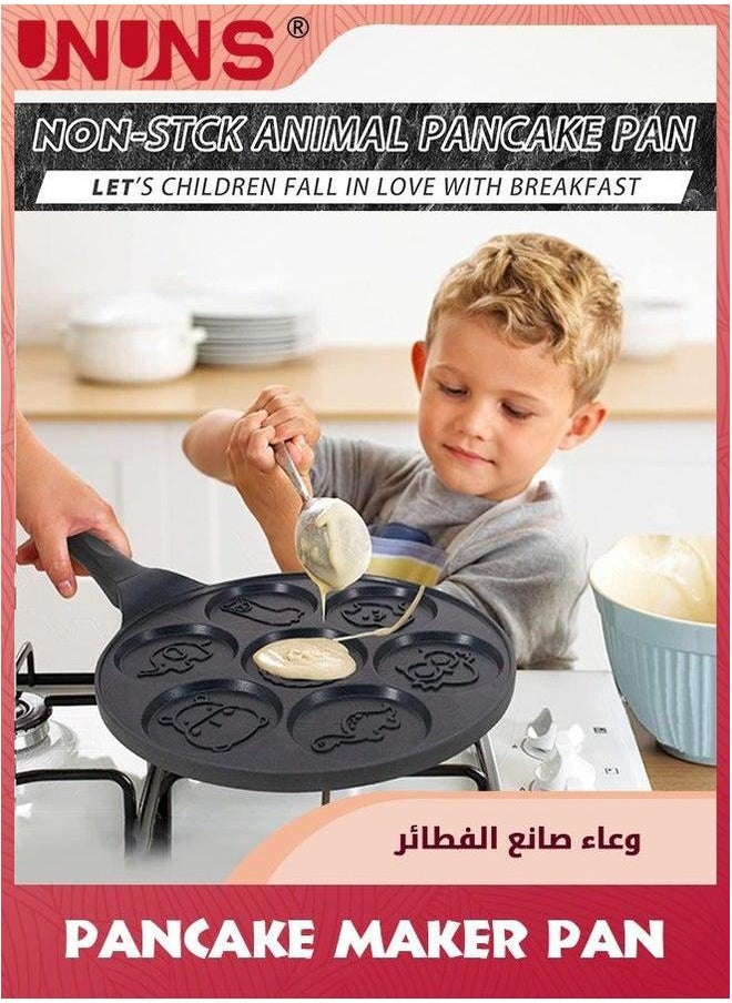 UNUNS Pancake Pan,Nonstick Griddle Maker With 7 Holes Animal Molds,Breakfast Pan For Pancake,Blinis,Omelettes,Fried Eggs  - Image 3