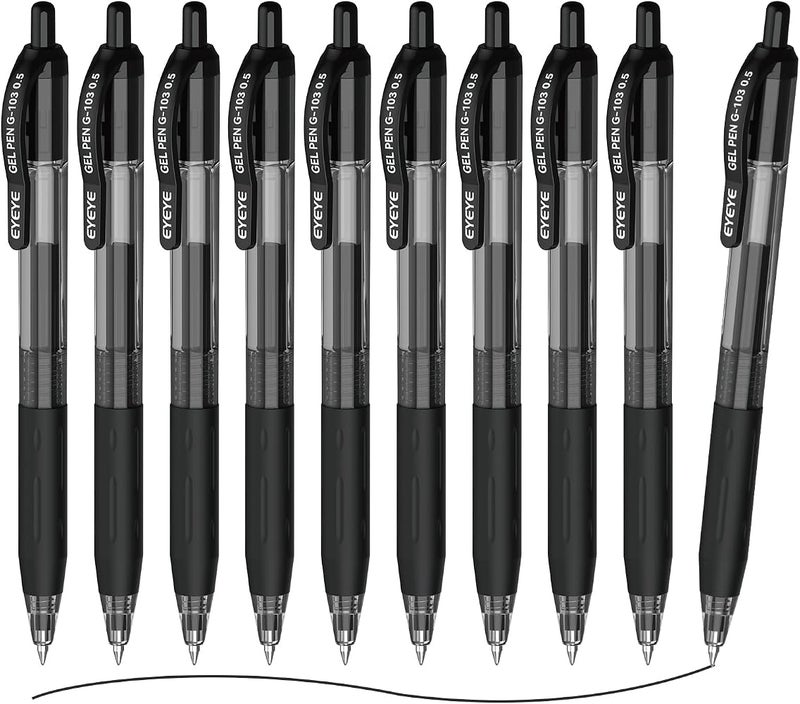 آي آي أقلام رصاصية من نوع EYEYE G-103 قابلة للسحب، بنقطة رفيعة (0.5 مم) وحبر أزرق، سريعة الجفاف، مناسبة للاستخدام المكتبي (عدد 10 أقلام – لون أسود) - Image 1
