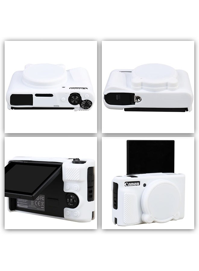 حافظة كاميرا من السيليكون الناعم لكاميرا Canon PowerShot SX740/ SX730 الرقمية، حقيبة واقية من السيليكون الناعم غطاء عدسة قابل للإزالة، حافظة واقية خفيفة الوزن مضادة للخدش (أبيض) - Image 5