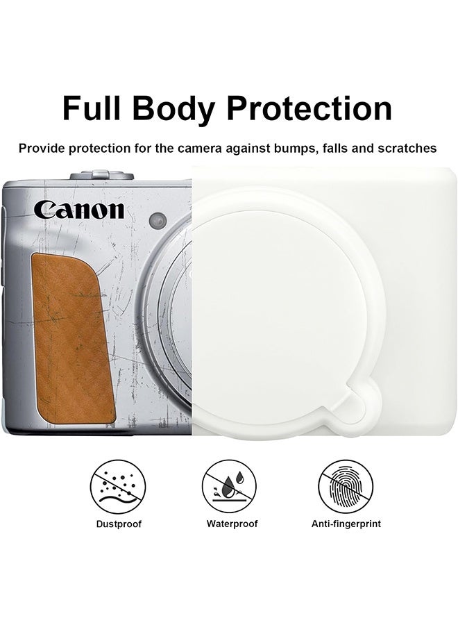 حافظة كاميرا من السيليكون الناعم لكاميرا Canon PowerShot SX740/ SX730 الرقمية، حقيبة واقية من السيليكون الناعم غطاء عدسة قابل للإزالة، حافظة واقية خفيفة الوزن مضادة للخدش (أبيض) - Image 3