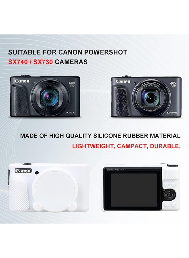 حافظة كاميرا من السيليكون الناعم لكاميرا Canon PowerShot SX740/ SX730 الرقمية، حقيبة واقية من السيليكون الناعم غطاء عدسة قابل للإزالة، حافظة واقية خفيفة الوزن مضادة للخدش (أبيض) - Image 2