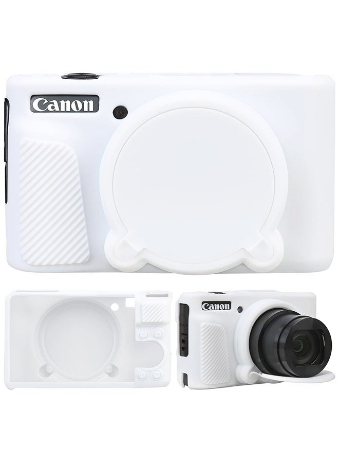 حافظة كاميرا من السيليكون الناعم لكاميرا Canon PowerShot SX740/ SX730 الرقمية، حقيبة واقية من السيليكون الناعم غطاء عدسة قابل للإزالة، حافظة واقية خفيفة الوزن مضادة للخدش (أبيض) - Image 1