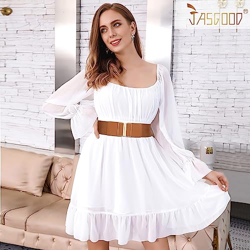 JASGOOD 4 Pack Wide Elastic Stretch Waist Belts for Women Dress Vintage Belt - Image 2
