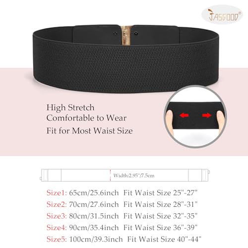 JASGOOD 4 Pack Wide Elastic Stretch Waist Belts for Women Dress Vintage Belt - Image 5