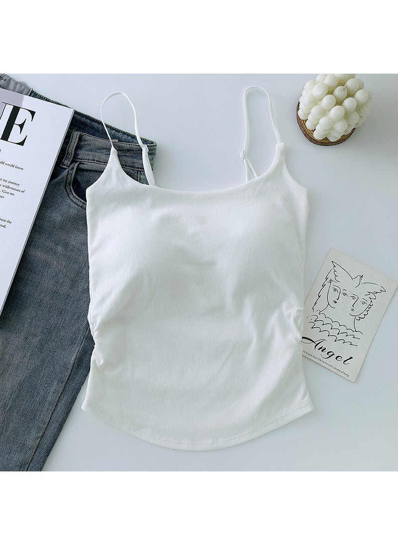 Generic - Slimming Cotton Camisole with Built-In Bra Pads White - Image 1
