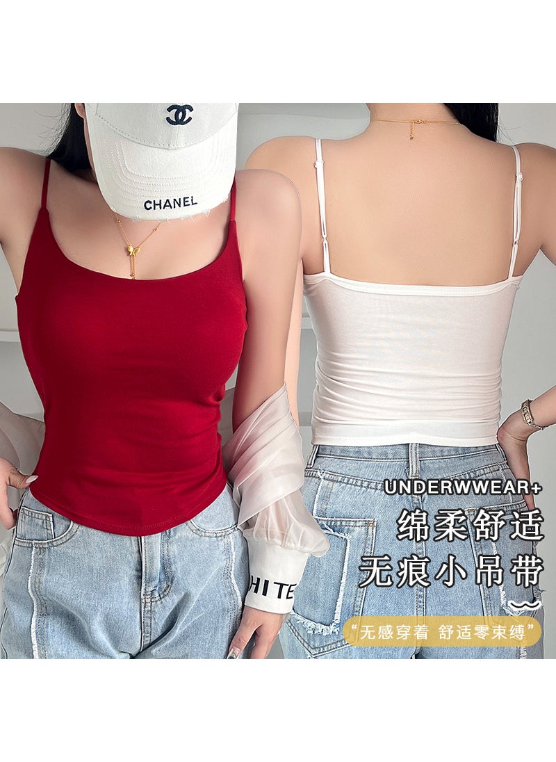 Generic - Slimming Cotton Camisole with Built-In Bra Pads White - Image 1
