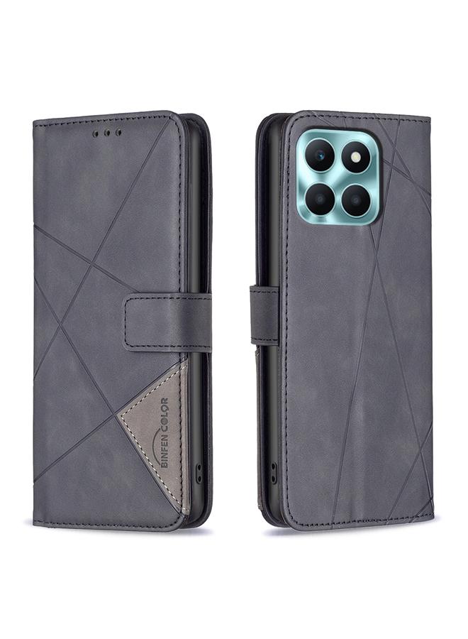 S-TOP Case For Honor X6a Magnetic Buckle Rhombus Texture Leather Phone Case - Image 1