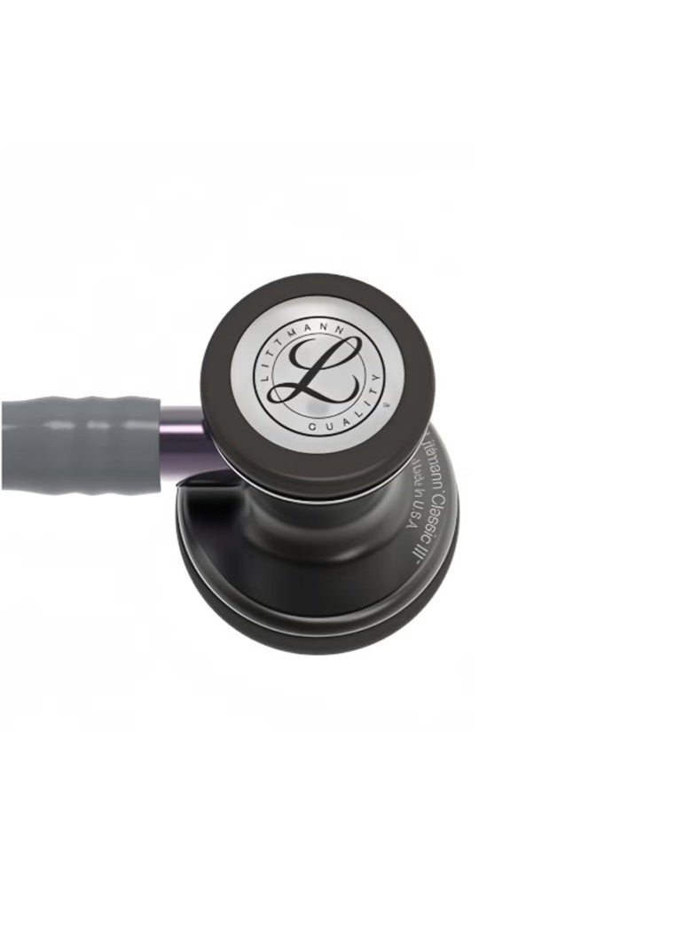 3M Littmann Classic III Monitoring Stethoscope Chestpiece Gray Tube Violet Gray Stem and Headset 27 inch 5873 - Image 3