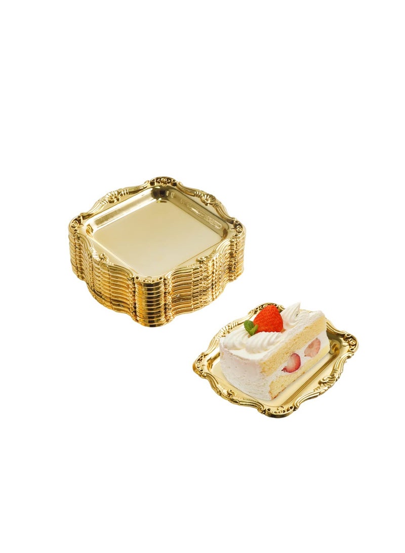SYOSI 20 Pcs Mini Cake Candy Tray with Retro Border Golden Mousse Cake Boards Dessert Board Cupcake Dessert Displays Tray Jewellery Display Stand Holder Earring Necklace Bracelets Watches Jewelry Storage Or  - Image 1
