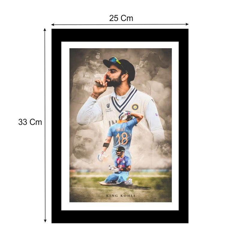 Akki Wold Virat Kohli Framed Poster For Living Room, Office,Cafe (Size -25 Cm X 33 cm) - Image 2
