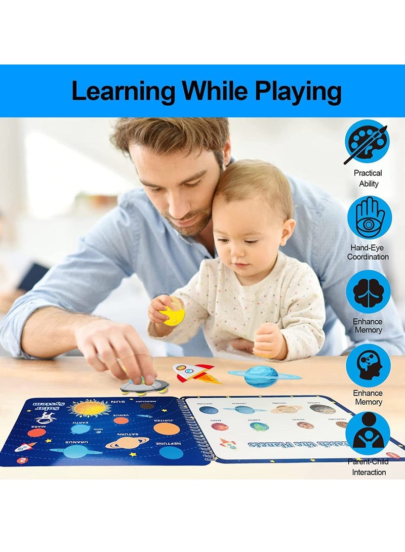 SYOSI ألعاب مونتيسوري لمرحلة ما قبل المدرسة للأطفال، كتاب مشغول فضاء لتعليم الأطفال لأنشطة التعليم في مرحلة ما قبل المدرسة، ألعاب تعليمية حسية للأطفال الذكور والإناث هدايا عيد الميلاد - Image 3