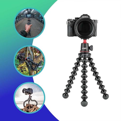 JOBY GorillaPod 3K Kit, Compact Stand 3K and Ballhead for Compact Cameras, Tripod Kit, Travel Tripod for Cameras, Holds Devices up to 6.6lbs, JB91507, Made in Italy, Black/Charcoal - Image 3