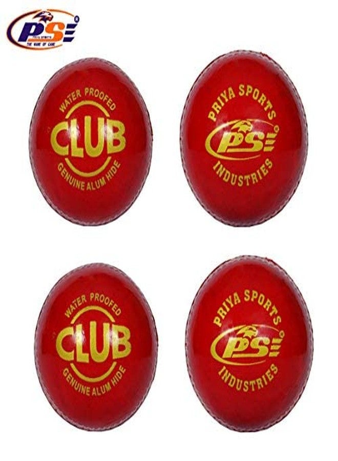 PSE Priya Sports Leather Match Cricket Ball Red Pack of 4 (2Part) - Image 2