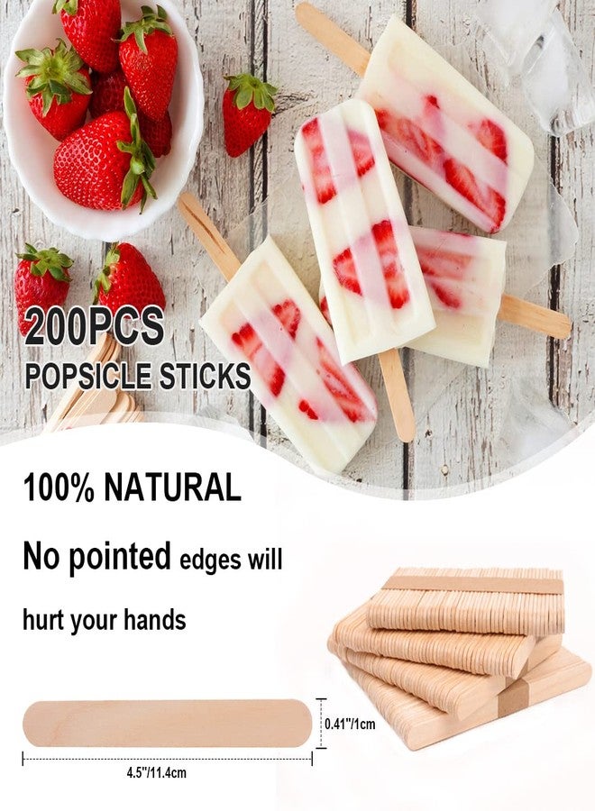 MEETRUE 400 Pcs Popsicle Sticks and Clear Self-Adhesive Cellophane Bags Set, 200 4.5'' Standard Sized Popsicle Sticks, 200 5.9'' x 3.9'' Self-Sealing Cello Bags for Summer Party, Popsicles Molds Accessories - Image 2
