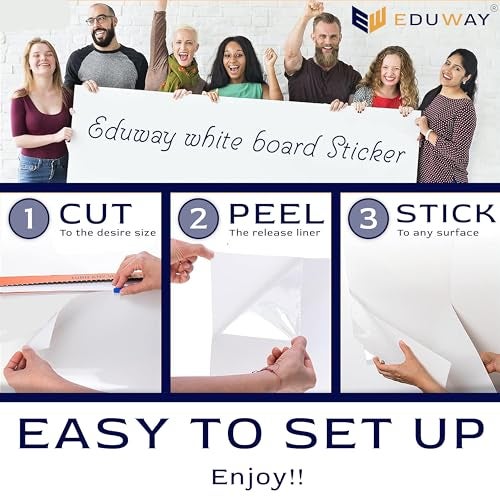 Eduway 1.9x6.5 Feet (60x200 cm) White Board Sticker for Wall | with 1 Marker | Self-Adhesive Removable Sheet, Planner for Kids, Home & Office | Dry Erasable Sheet for Writing & Drawing - Image 4