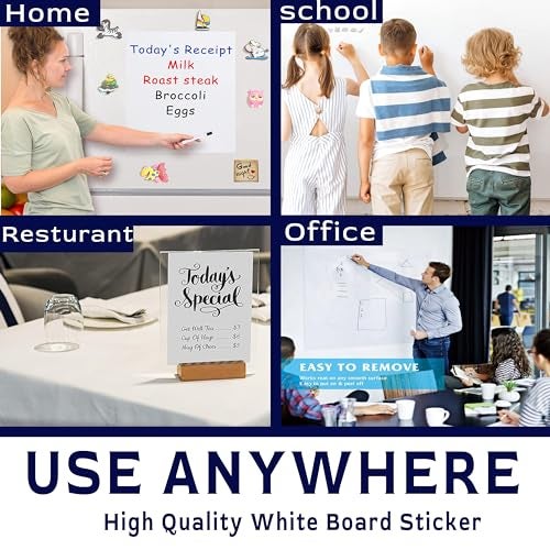 Eduway 1.9x6.5 Feet (60x200 cm) White Board Sticker for Wall | with 1 Marker | Self-Adhesive Removable Sheet, Planner for Kids, Home & Office | Dry Erasable Sheet for Writing & Drawing - Image 5