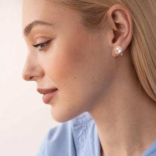 THUNARAZ 12 Pairs Comfortable Clip on Earrings for Women Sparklrd Crystal Clip Earrings CZ Cute Butterfly Flower Pearl Clip on Stud Earrings Non Piercing Jewelry Gold - Image 3