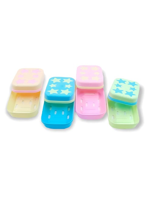 Plastic Star Shaped Self Design Soap Case Holder for Bathroom (Multicolor)