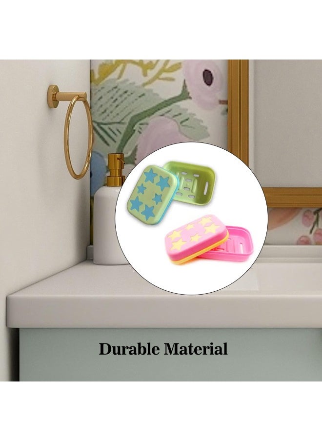 Plastic Star Shaped Self Design Soap Case Holder for Bathroom (Multicolor)