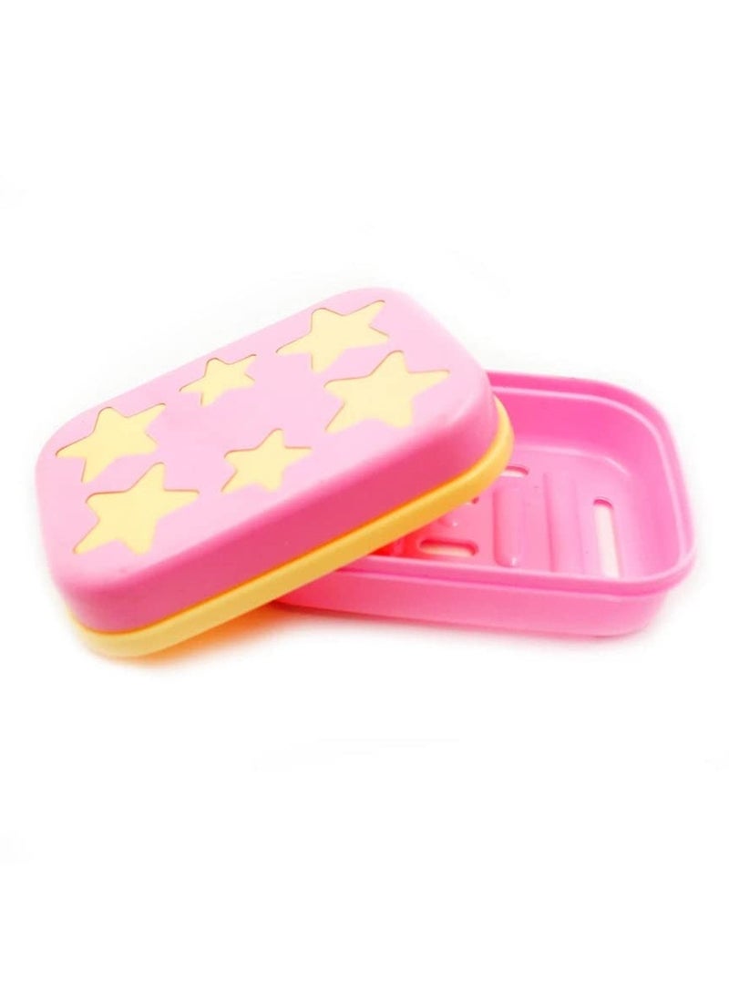 Plastic Star Shaped Self Design Soap Case Holder for Bathroom (Multicolor)