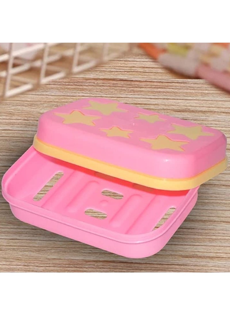 Plastic Star Shaped Self Design Soap Case Holder for Bathroom (Multicolor)