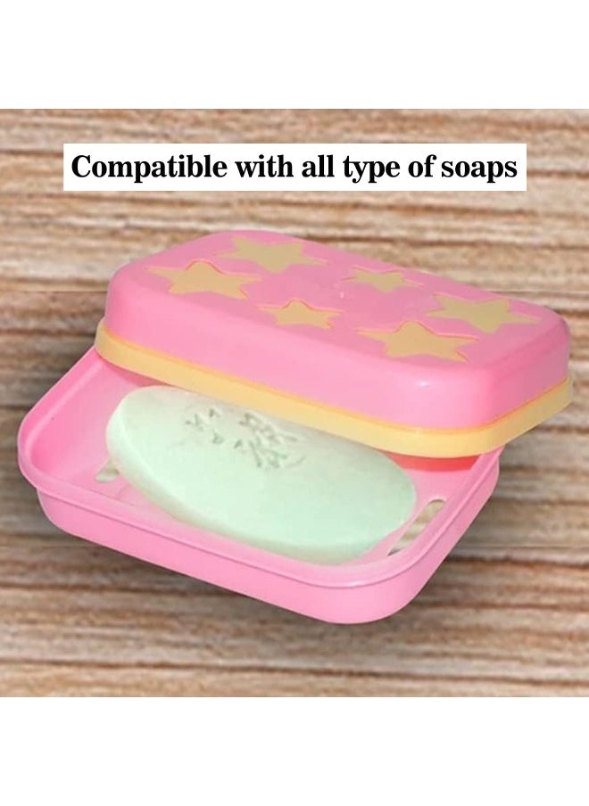 Plastic Star Shaped Self Design Soap Case Holder for Bathroom (Multicolor)