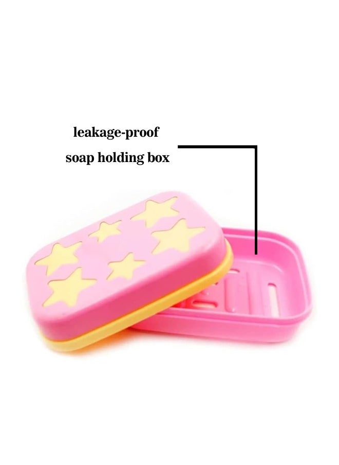Plastic Star Shaped Self Design Soap Case Holder for Bathroom (Multicolor)
