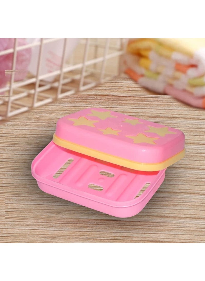 Plastic Star Shaped Self Design Soap Case Holder for Bathroom (Multicolor)
