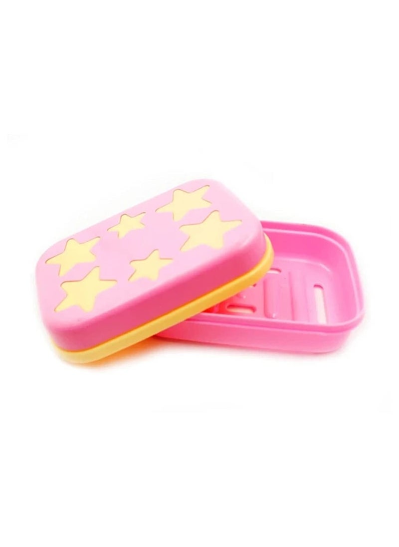 Plastic Star Shaped Self Design Soap Case Holder for Bathroom (Multicolor)