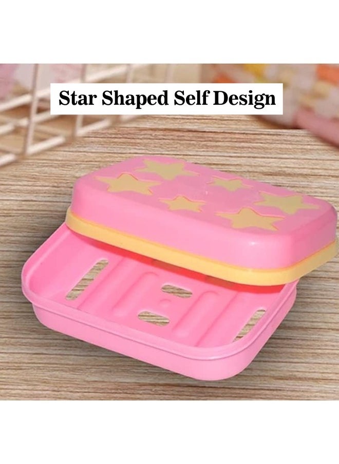 Plastic Star Shaped Self Design Soap Case Holder for Bathroom (Multicolor)