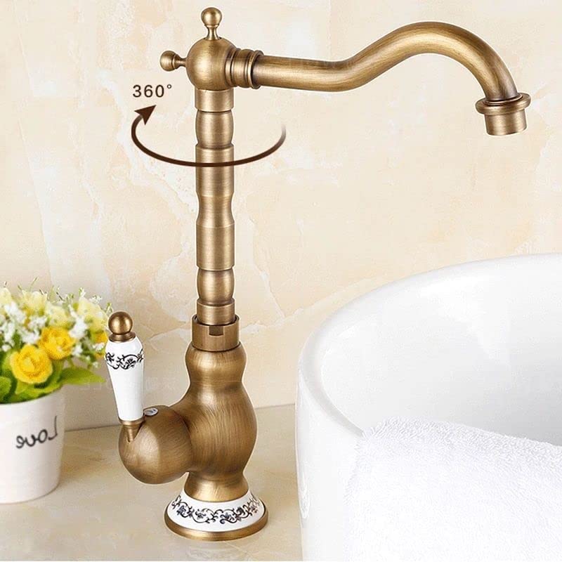 InArt Single Lever Basin Mixer with Provision for hot and Cold Water (Antique 1), Brass, Polished - Image 1