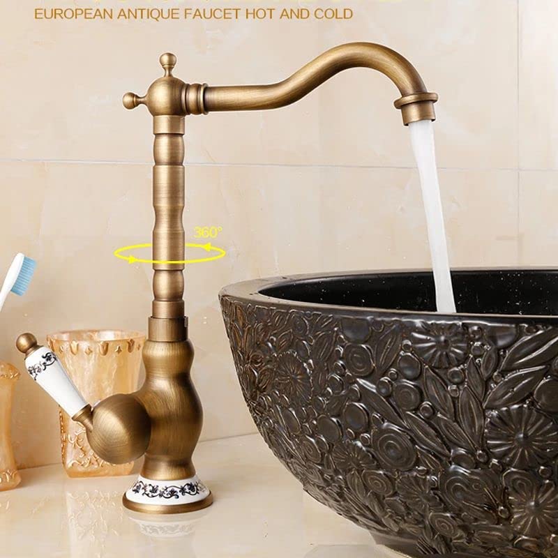 InArt Single Lever Basin Mixer with Provision for hot and Cold Water (Antique 1), Brass, Polished - Image 4