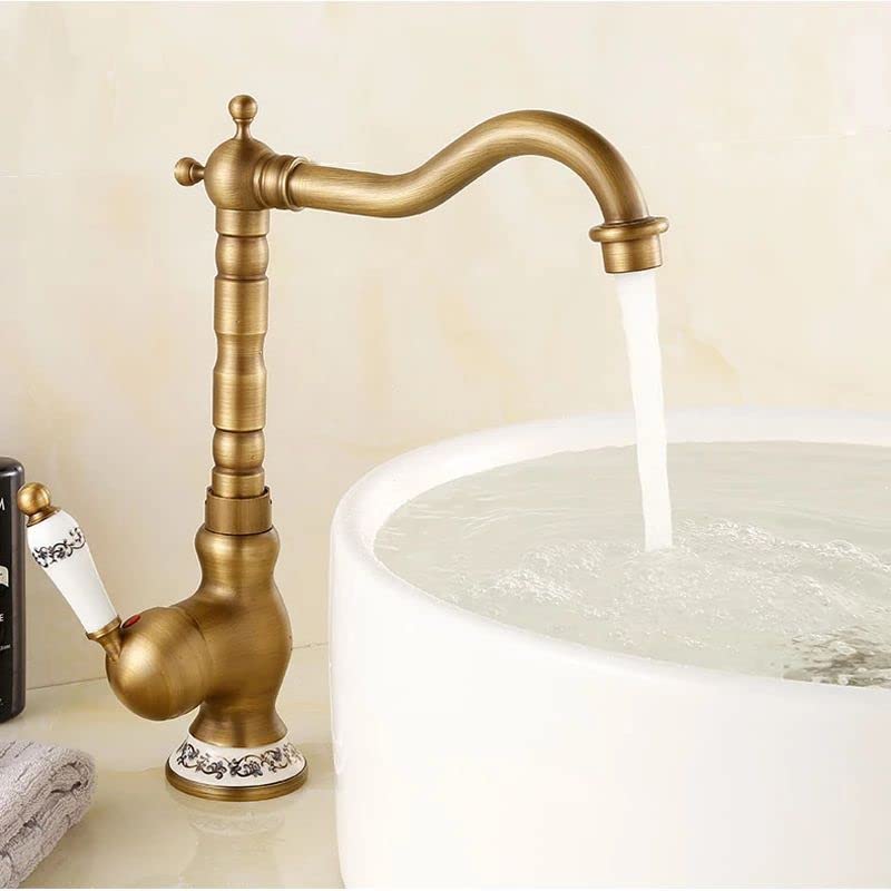 InArt Single Lever Basin Mixer with Provision for hot and Cold Water (Antique 1), Brass, Polished - Image 3