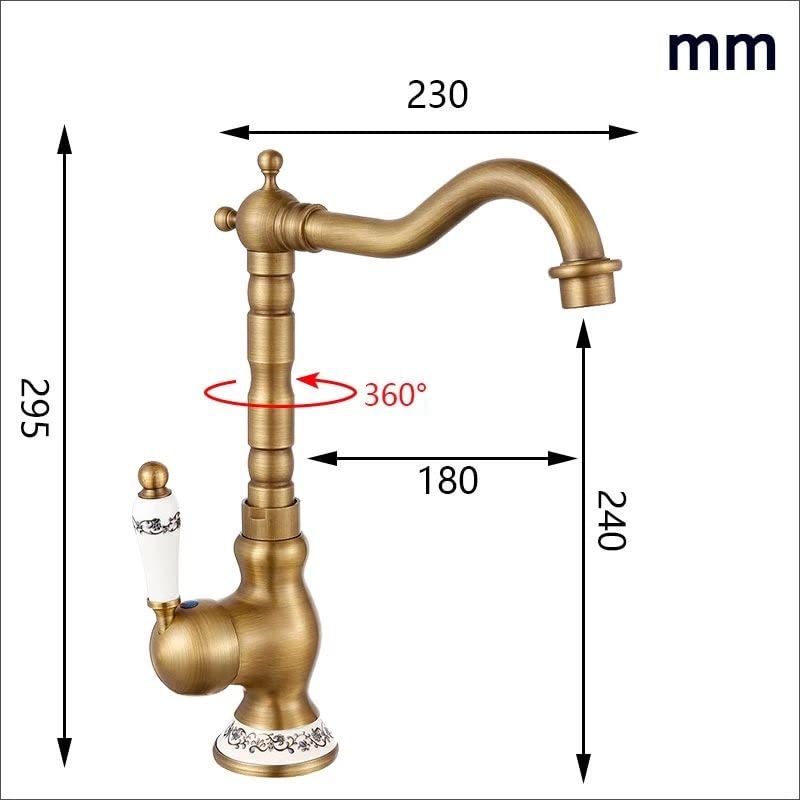 InArt Single Lever Basin Mixer with Provision for hot and Cold Water (Antique 1), Brass, Polished - Image 2