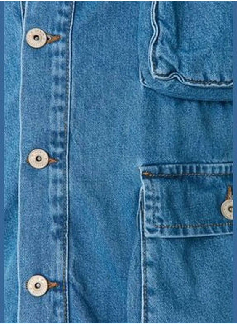 trendyol Blue Men's Regular Fit Denim Jacket TMNSS22CE0024