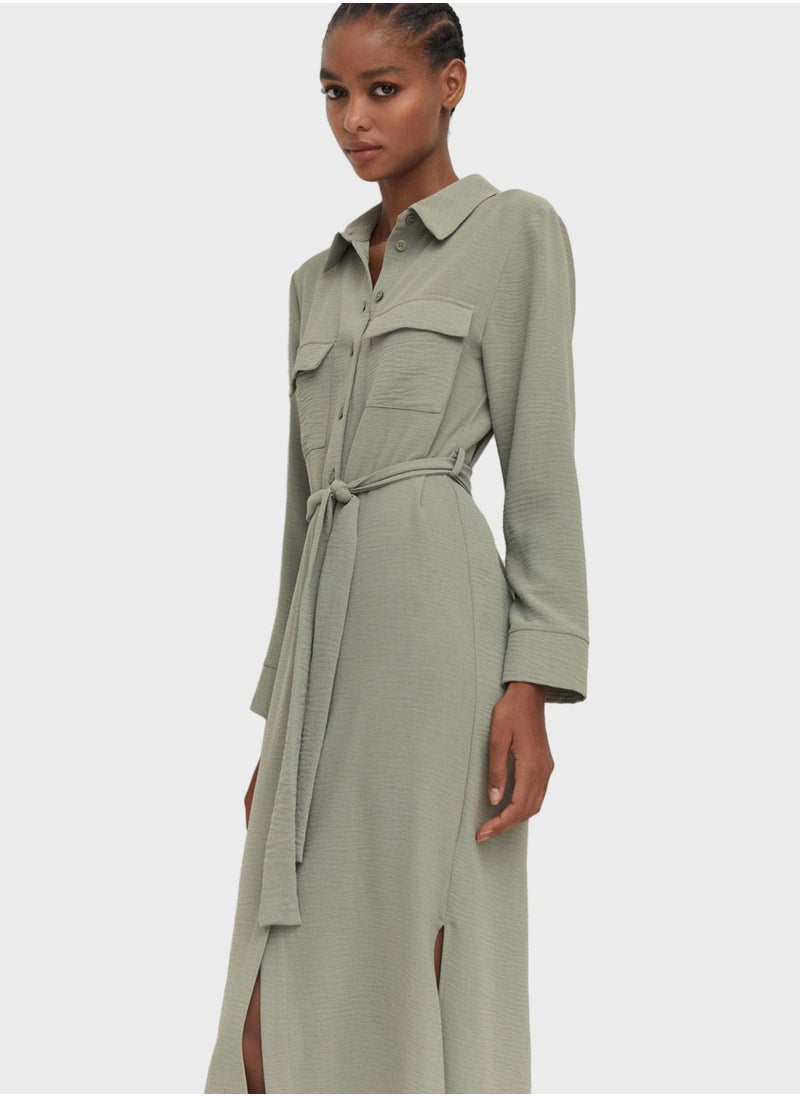 MANGO - Pocket Detail Button Down Dress - Image 1