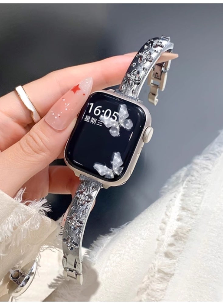 Advanced Metal Replacement Strap Silvery Bracelet Compatible with iWatch S10 42mm - Image 1