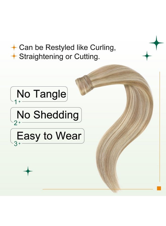Easyouth Blonde Ponytail Extension Human Hair Blonde Pony Tails Hair Extensions Golden Blonde Highlighted Honey Blonde Hair Extensions Ponytail Wrap Around Ponytail Human Hair Silky 12Inch 70G - Image 1