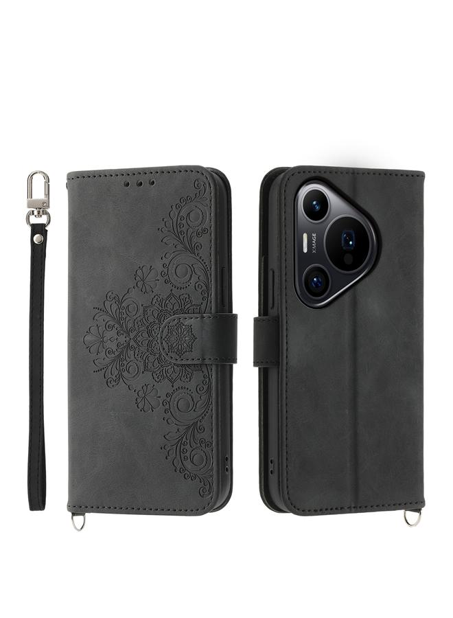 Zaboon Case For Huawei Pura 70 Pro / Pura 70 Pro+ Skin Feel Flowers Embossed Wallet Leather Phone Case - Image 1