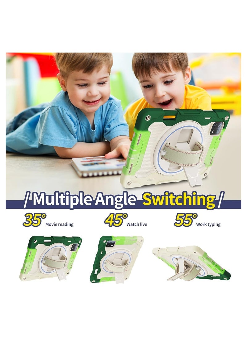 VKL Case Kids Case For Xiaomi Mi Pad 6/6 Pro 2023 11.2 inch,Multi-Angle Elastic Bracket+360° Adjustable Swivel Hand Strap Three-in-one Shatter-Resistant Shell, Drop-Proof,Shoulder Strap Pad Case C - Image 4