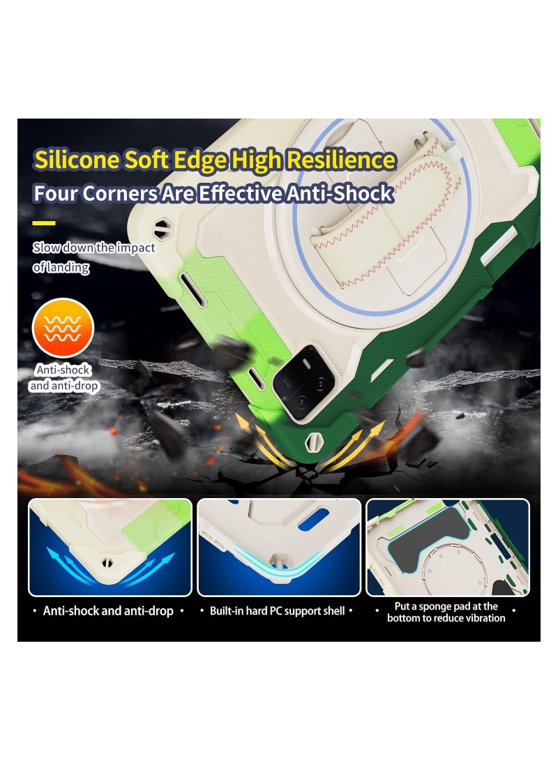 VKL Case Kids Case For Xiaomi Mi Pad 6/6 Pro 2023 11.2 inch,Multi-Angle Elastic Bracket+360° Adjustable Swivel Hand Strap Three-in-one Shatter-Resistant Shell, Drop-Proof,Shoulder Strap Pad Case C - Image 3