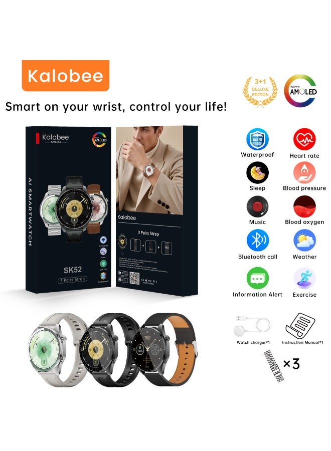 Kalobee SK52 Smart Watch with Call Function, Fitness & Sports Tracker, Heart Rate & Sleep Monitor, IP68 Waterproof, Full Touch Display, Smart Notifications, Lightweight Design Smartwatch for Men & Women - Image 1