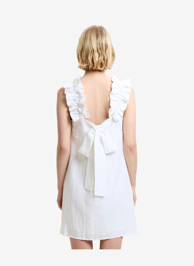 French Connection Women's Linen White Birdie Linen Blend Mini Dress - Image 3