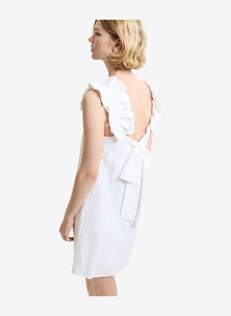 French Connection Women's Linen White Birdie Linen Blend Mini Dress - Image 4