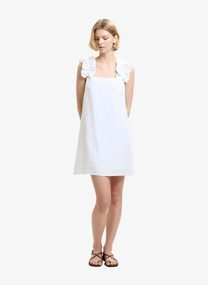 Women's Linen White Birdie Linen Blend Mini Dress