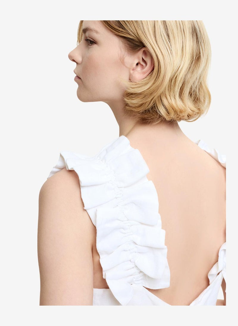 French Connection Women's Linen White Birdie Linen Blend Mini Dress - Image 5