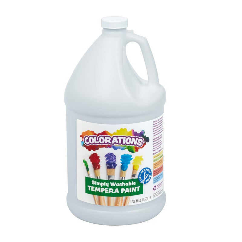 Colorations ParabenFree Washable Tempera Paint for Kids 1 Gallon Value Size Vibrant White NonToxic and Made in The USA - Image 2