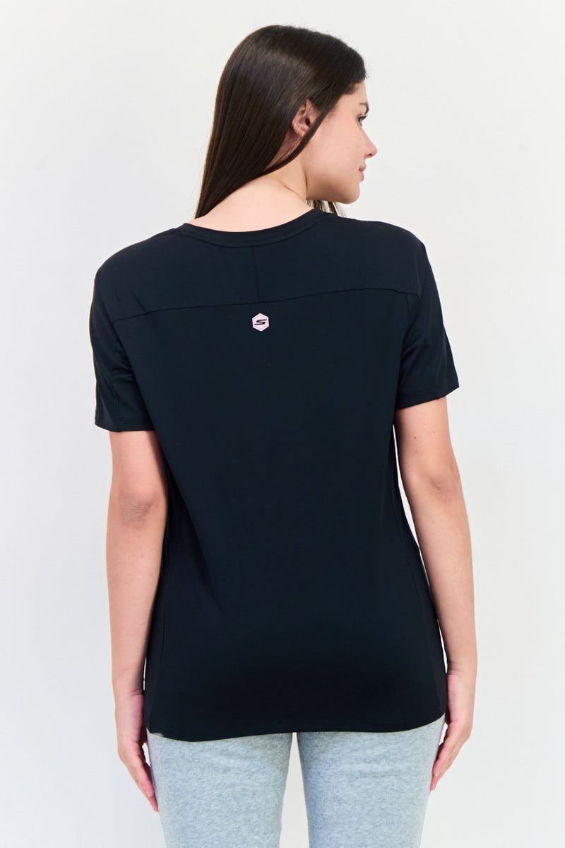 SKECHERS Women Regular Fit Short Sleeves Training Top, Black - Image 3