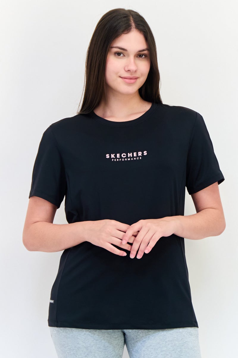 SKECHERS Women Regular Fit Short Sleeves Training Top, Black - Image 1