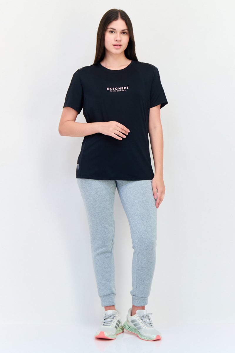 SKECHERS Women Regular Fit Short Sleeves Training Top, Black - Image 4